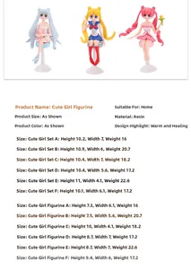 Size chart showing height and weight specifications for Sailor Moon resin figurines