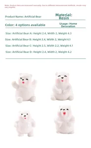 Detailed size specifications for four mini resin polar bear figurines for micro landscapes
