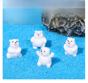 Set of 4 cute polar bear resin miniatures for micro landscape garden decor
