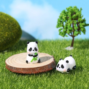 Miniature resin pandas set for succulent landscaping and creative home desk decor