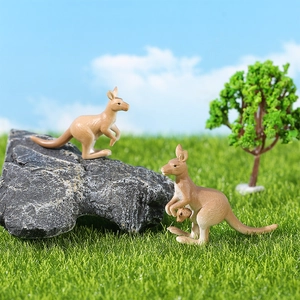 Realistische Simulatie Kangoeroe Familie Miniatuur Beeldjes Hars Dier Model Voor Micro Landschap Fee Tuin Bonsai Decor