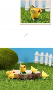 Detailed macro view of resin chicken figurines with realistic feather texture and colors