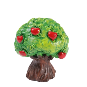 Miniature resin apple tree figurine for DIY fairy garden and desktop decoration