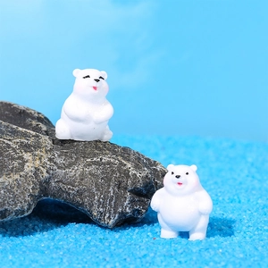 Miniature resin polar bear figurines for micro landscape and snow theme decor