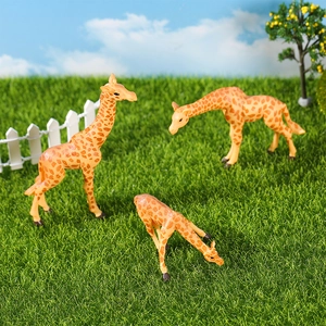 Realistic three-piece giraffe figurines set for micro landscape and succulent decor