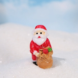 Miniatur Weihnachtsmann Figur aus Harz mit Geschenksack für Weihnachts-Mikrolandschaften
