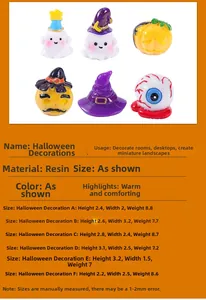 Detailed set of 6 Halloween resin miniatures including ghost and eyeball micro ornaments