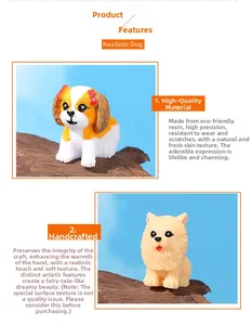 Macro shot of high-quality eco-friendly resin puppy figurines with realistic hair texture