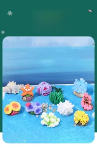 Miniature colorful resin coral reef and starfish set for aquarium fish tank decoration