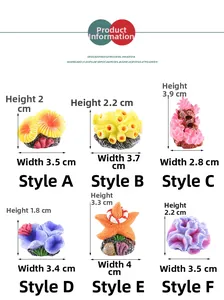 Size chart for miniature resin coral and starfish aquarium landscape decorations