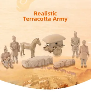 Detailset von Terrakotta-Armee Miniaturen mit Streitwagen und Kriegspferden zur Dekoration