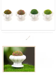 Detail of miniature flower pots in four colors made of eco-friendly resin for dollhouses