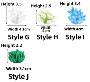 Detailed size specifications for mini artificial coral and aquatic plant aquarium ornaments