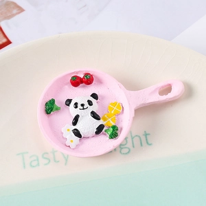 3D pink pan fridge magnet with cute panda and vegetable garnish for home decor