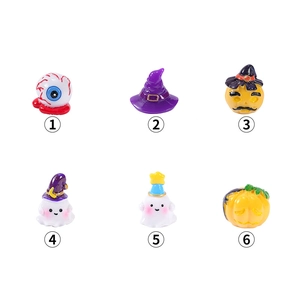 6-piece set of Halloween resin miniatures including spooky eyeballs and ghosts for micro landscape