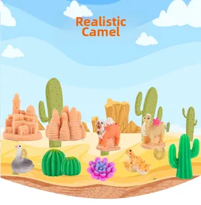 Detailed micro landscape set featuring resin camel, cactus, and desert themed figurines