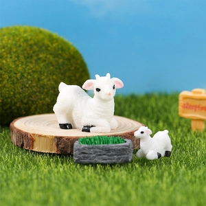 Miniature sheep figurines for succulent decor and micro landscape resin garden ornaments