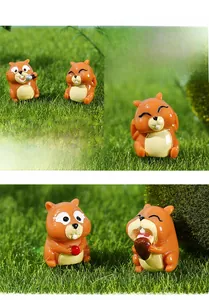Detailed close-up of cute resin squirrel figurines with lifelike texture and poses