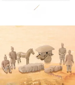 Detailset von Terrakotta-Armee Miniaturen mit Soldaten, Pferd und Kutschen-Deko