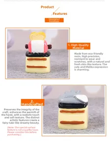 Detailed macro view of a miniature resin toaster and bread dollhouse accessory
