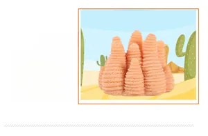 Detailed macro view of coral pink textured resin mountain sculpture for home decor