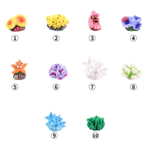 Set of 10 colorful artificial coral and starfish ornaments for fish tank aquarium decor