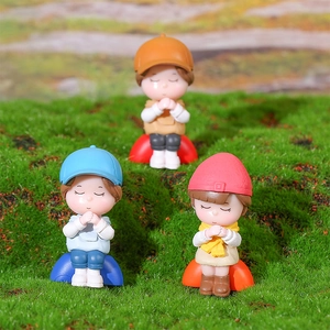 Three cute mini couple figurines for succulent moss micro landscape gardening decor