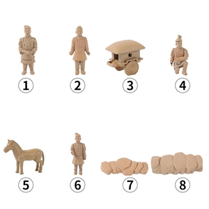 8-teiliges Set Mini-Terrakotta-Armee-Figuren aus Harz für Desktop-Dekoration