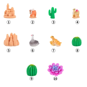Miniature resin desert landscape set featuring camels, cactus, and lizards for garden decor