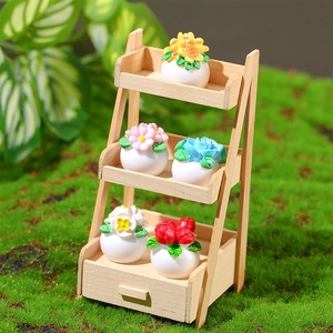 Resin Miniature Simulation Flower Potted Plants Rose Sunflower Dollhouse Micro Landscape Decoration Assorted Floral Collection