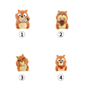 Set of four cute orange resin squirrel figurines for micro landscape and desktop decor