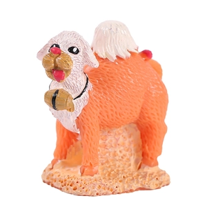 Cartoon resin camel and cactus landscape ornament with bell for desert garden decor