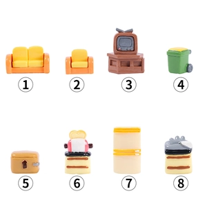 Set of 8 colorful miniature dollhouse furniture and appliances for micro-landscape decor