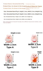 Tableau des tailles détaillé pour figurines de cochons musiciens en résine