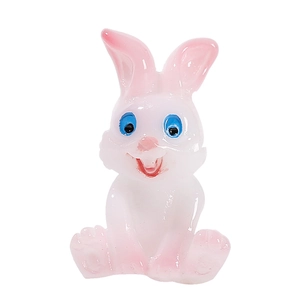 Cute pink and white resin bunny figurine for miniature landscape gardening and desk decor
