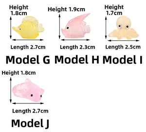 Detailed dimensions of miniature resin sea creatures for micro landscape aquarium decor