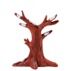 Miniatuur landschapsboom van hars met bruine stam en roze bloemknoppen