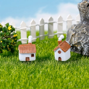 Miniaturas de Resina Casa de Jardín de Hadas Con Chimenea Humeante Figuritas de Casita para Decoración de Micropaisaje DIY