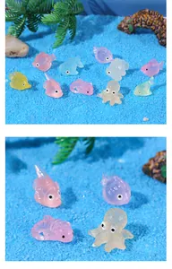 Macro detail of colorful resin mini sea creatures for aquarium and micro landscape decor
