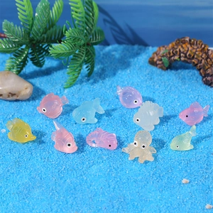 Colorful luminous mini resin fish figurines for aquarium and micro landscape decor