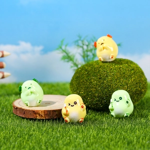 Miniature resin dragon figurines in green and yellow for DIY fairy garden landscaping