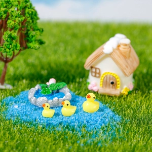 Miniature dollhouse farm set with resin cottages, ducks, and pond for garden decor