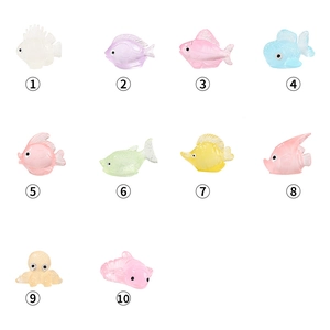 Luminous resin mini fish figurines in assorted colors for aquarium micro landscape decor