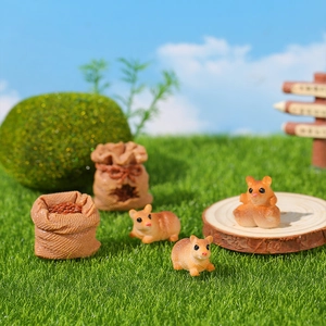 Simpatica Statuetta in Resina di Criceto in Miniatura Decorazione per Micropaessaggio Statua di Animale Simulato Piccoli Accessori Fai Da Te per Giardino Sacco di Grano