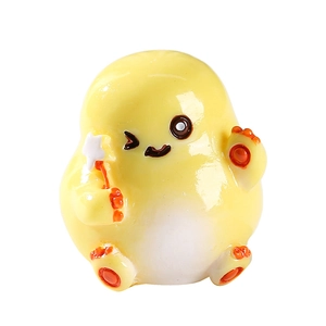 Cute yellow resin dragon figurine holding a magic star wand for desk and garden decor