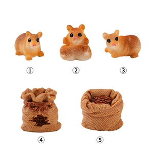 Set di 5 figurine di criceti in miniatura in resina per decorazioni da giardino fai da te