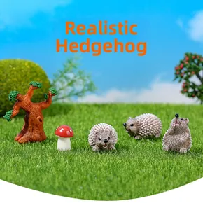 Tre statuette di riccio in resina per micro paesaggi e decorazioni per giardini fai-da-te