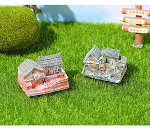 Detail of vintage Chinese courtyard resin miniatures for micro-landscape decor