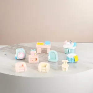 Miniatur Puppenhaus Möbel Zubehör Macaron Harz Waschmaschine Badewanne Fernseher Sofa Miniatur Landschaft DIY Dekor Spielzeug