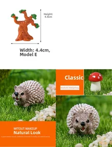 Set miniatura riccio e fungo in resina per decorazione giardino micro paesaggio DIY